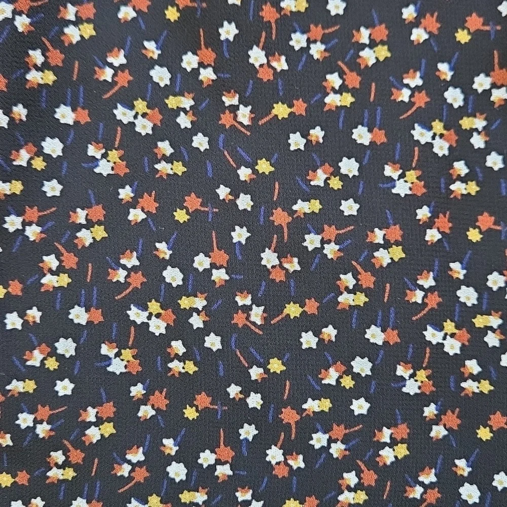 Madewell Black Ditsy Floral Georgette Mockneck Ruffle-Yoke Blouse - Size XXL